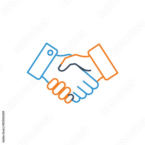 Business handshake icon, partnership agreement, deal and trust concept, vector illustration