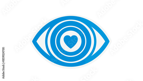 Blue eye with heart symbol