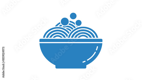 Blue bowl of noodles icon