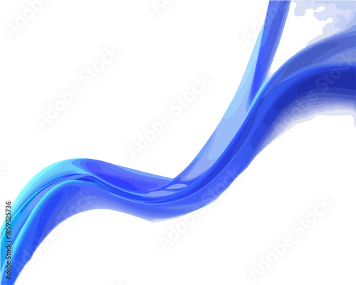 Onda fluida azul transparente ondeando suavemente sobre fondo blanco, diseño abstracto