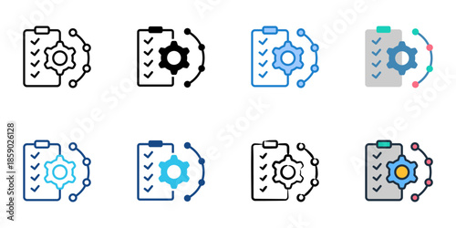 Project management icons set multiple style collection. Editable stroke 
