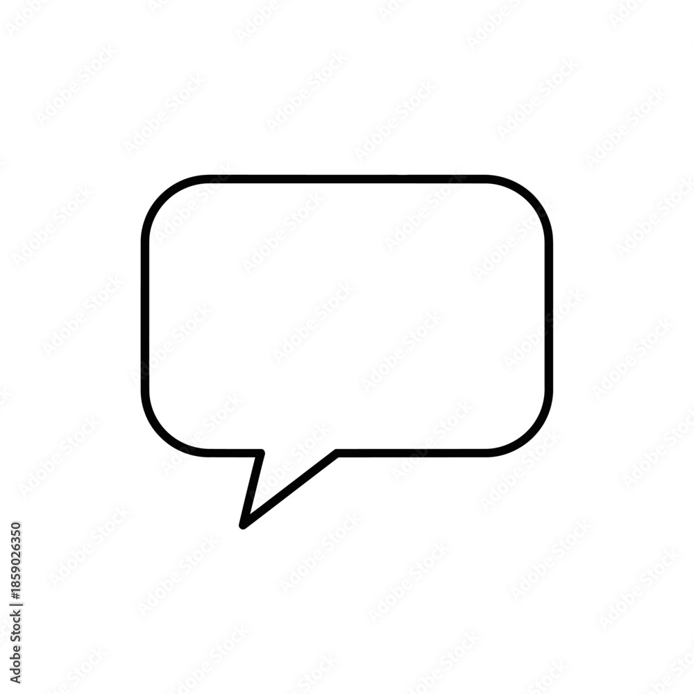 Naklejka premium Blank speech bubble outline icon, communication concept, empty message box, vector graphic
