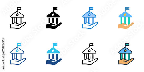 Government consulting icons set multiple style collection. Editable stroke 
