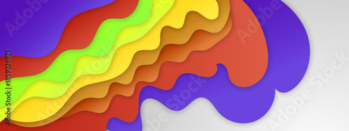 Layered colorful abstract waves in red yellow green orange