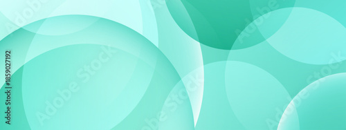 Light aqua background features overlapping semitransparent circles and curved lines