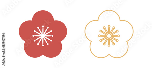 梅の花 正月 和風 あしらい アイコン 新年 お正月素材 伝統行事 デザイン素材 ベクターイラスト
