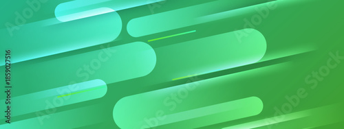Modern abstract background with glowing capsules and green