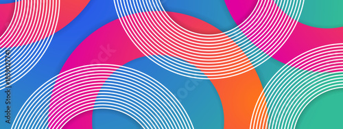 Layered circles with white arched lines layered on top