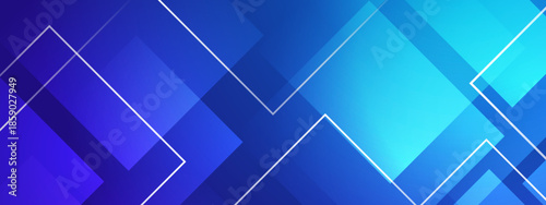 Abstract gradient blue background with white geometric shapes