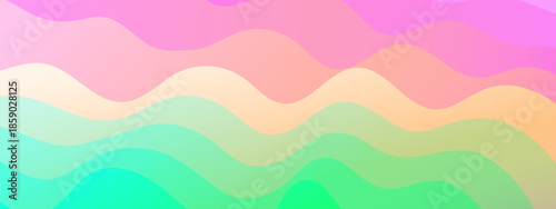 Abstract waves of pink orange green and blue shades