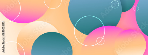 Teal pink peach gradient colors with large and small circles
