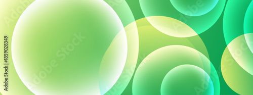 Showcases green gradient background with many translucent overlapping circles