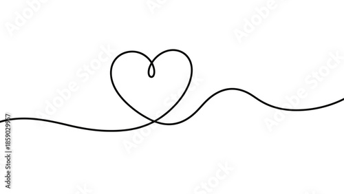 A simple, elegant black line drawing of a heart shape with a continuous flowing line.