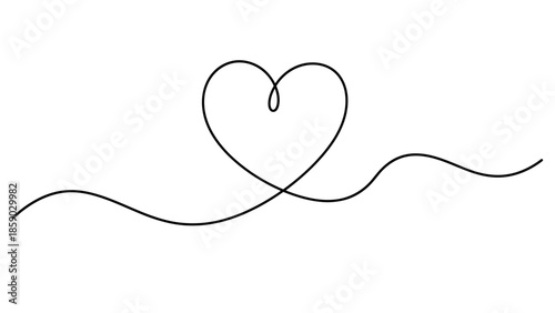 A single continuous black line forms a heart shape above a wavy line.