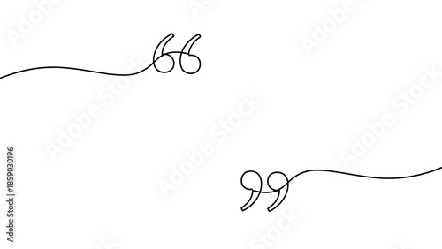 A minimalist illustration of quotation marks drawn with a single continuous line.