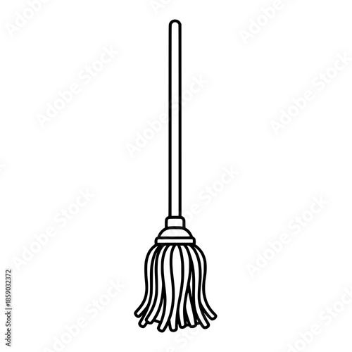 black and white mop cleaning tool clip art preview
