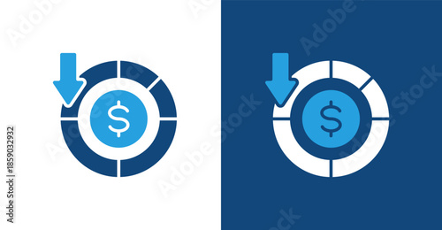 Reduce Cost Glyph Duotone, with light and dark background