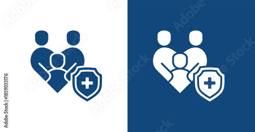 Family Insurance Glyph, with light and dark background