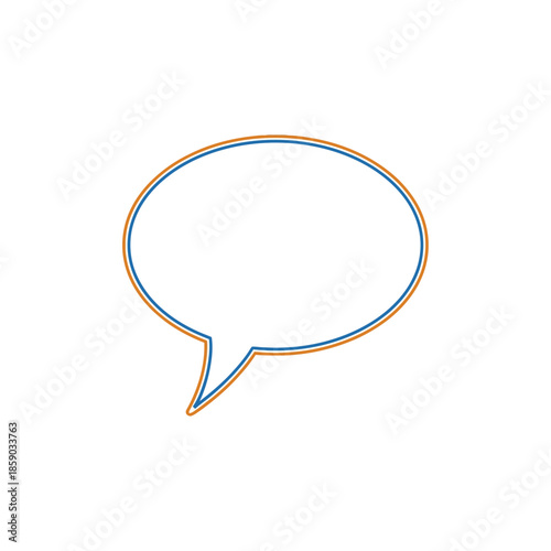 Empty Speech Bubble Icon with Blue and Orange Outline on White Background