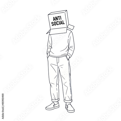 Man Wearing Anti Social Sign Hood.