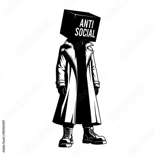 Person with Anti Social Box on Head.