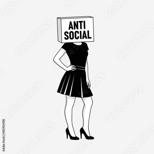 Woman Holding Sign with Anti Social Message.