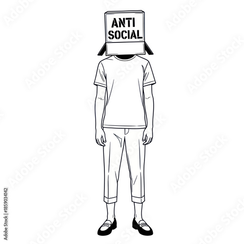 Person Wearing Anti Social Sign Box.
