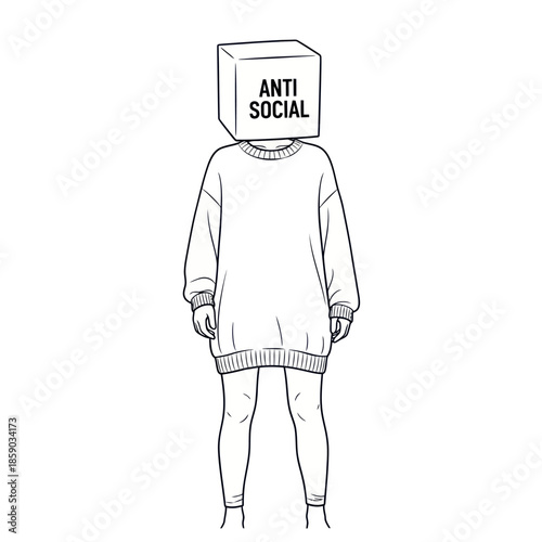 Person Wearing Anti Social Box on Head.