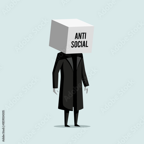Man Wearing Anti Social Box on Head.