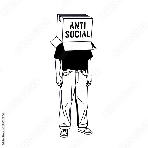 Person Wearing Anti Social Box on Head.