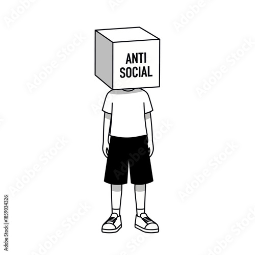 Person Wearing Anti Social Cardboard Box.