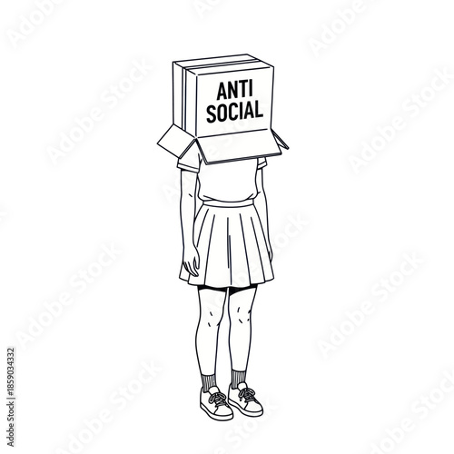 Person Wearing Anti Social Box Headpiece.
