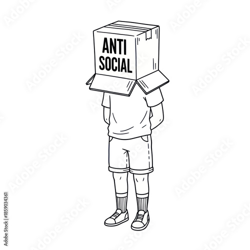Person Wearing Anti Social Box Headgear.