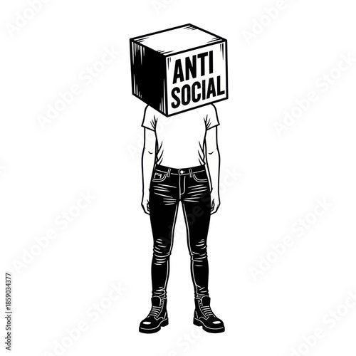 Person Wearing Anti Social Cardboard Box.