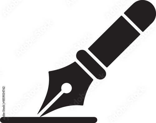 High-Quality Black Fountain Pen Illustration with Nib Detail - Perfect for Writing and Signing Documents