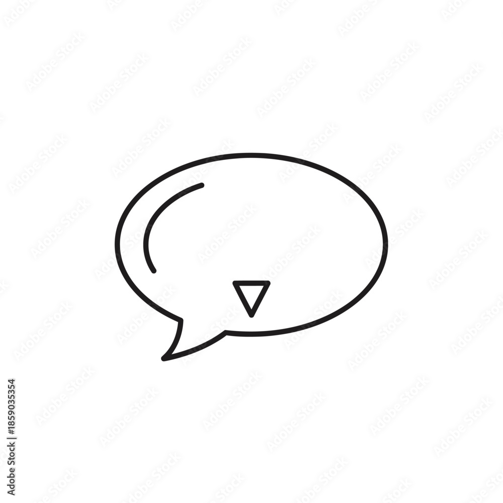 Fototapeta premium Minimalist speech bubble icon, outline drawing, communication symbol