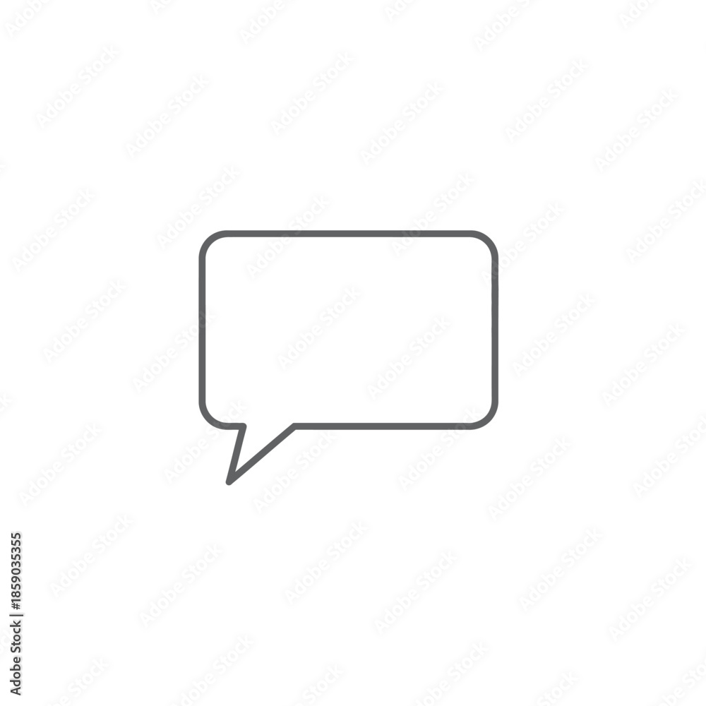 Fototapeta premium Minimalist speech bubble outline icon on white background