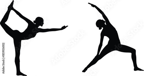 Silhouette of woman doing yoga exercise