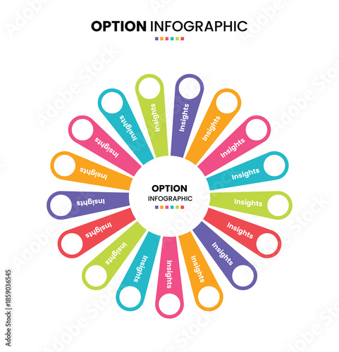 17 step, option, part or process circle wheel venn diagram infographic design