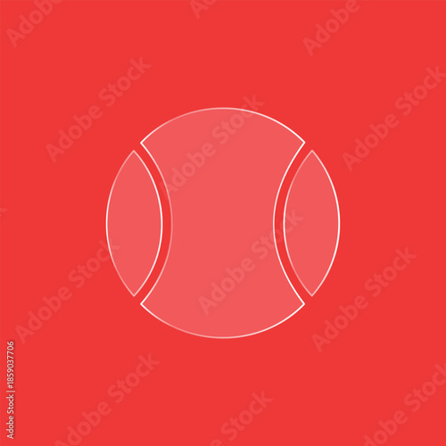 Tennis Ball Line Icon on Red Background