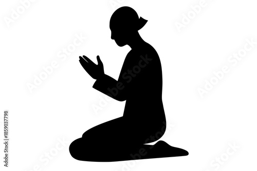 a praying man silhouette vector, a man black symbol
