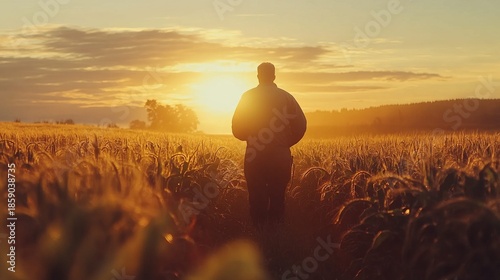 man walking in field