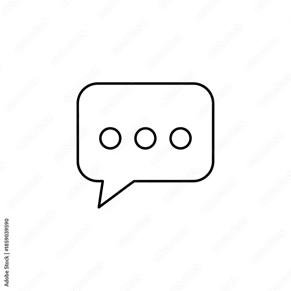 Fototapeta premium Speech bubble icon with ellipsis, representing communication, chat, and thinking, white background