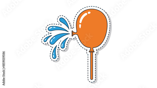 Bursting Orange Water Balloon with Splashing Water
