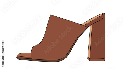 Brown Open-Toe Mule with Block Heel