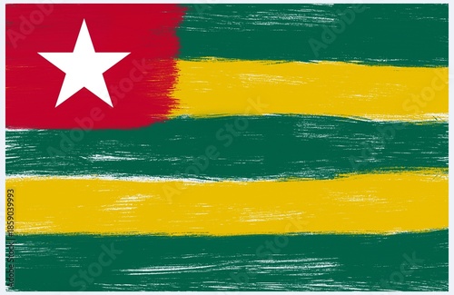 togo flag with paint strokes