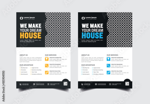 Real estate flyer template design for house promotion and marketing