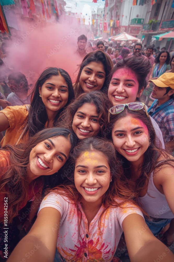 Obraz premium Friends celebrating holi festival