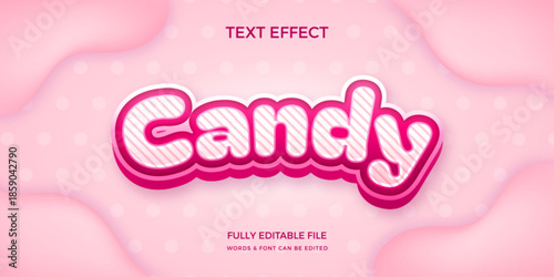 Candy text effect on pink background with sweet treats theme