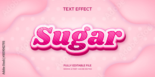 Sugar neon sign on pink background with white text